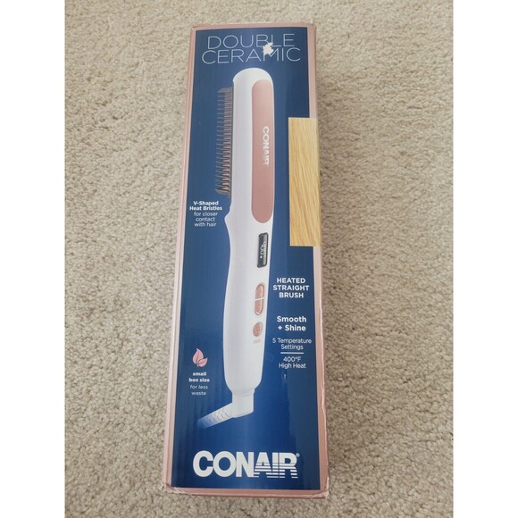 New Conair Double Ceramic Heated Straight Brush Upto 400F Antiscald Heated Plate - Picture 7 of 15